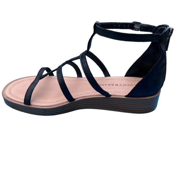 Lucky Brand Women’s Black Leather Cage Sandals Fits like a 9, tagged 8.5 / 39 - Picture 6 of 13